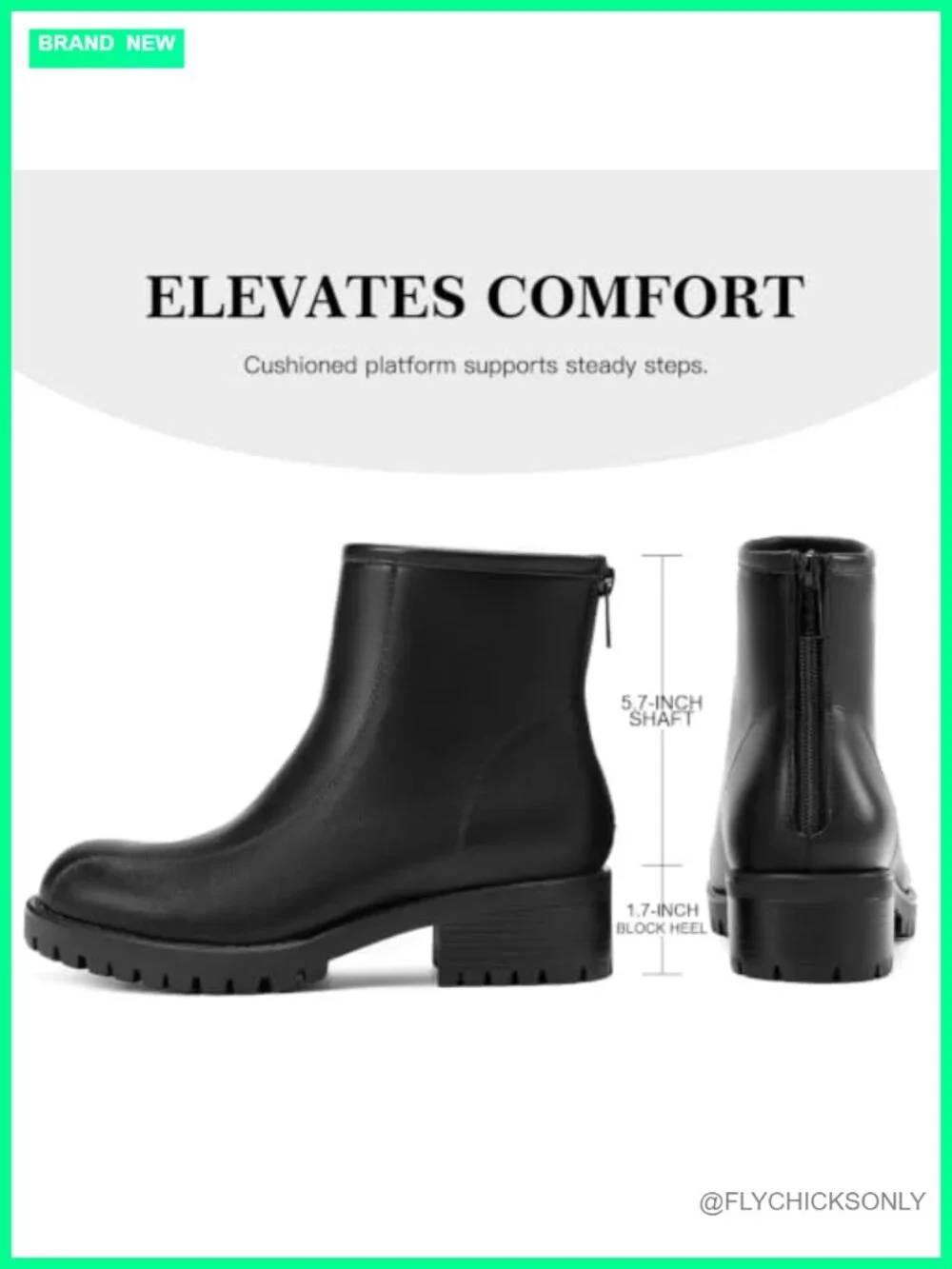 Wide Width Chelsea Combat Ankle Boots Faux Leather Chunky Low Heel